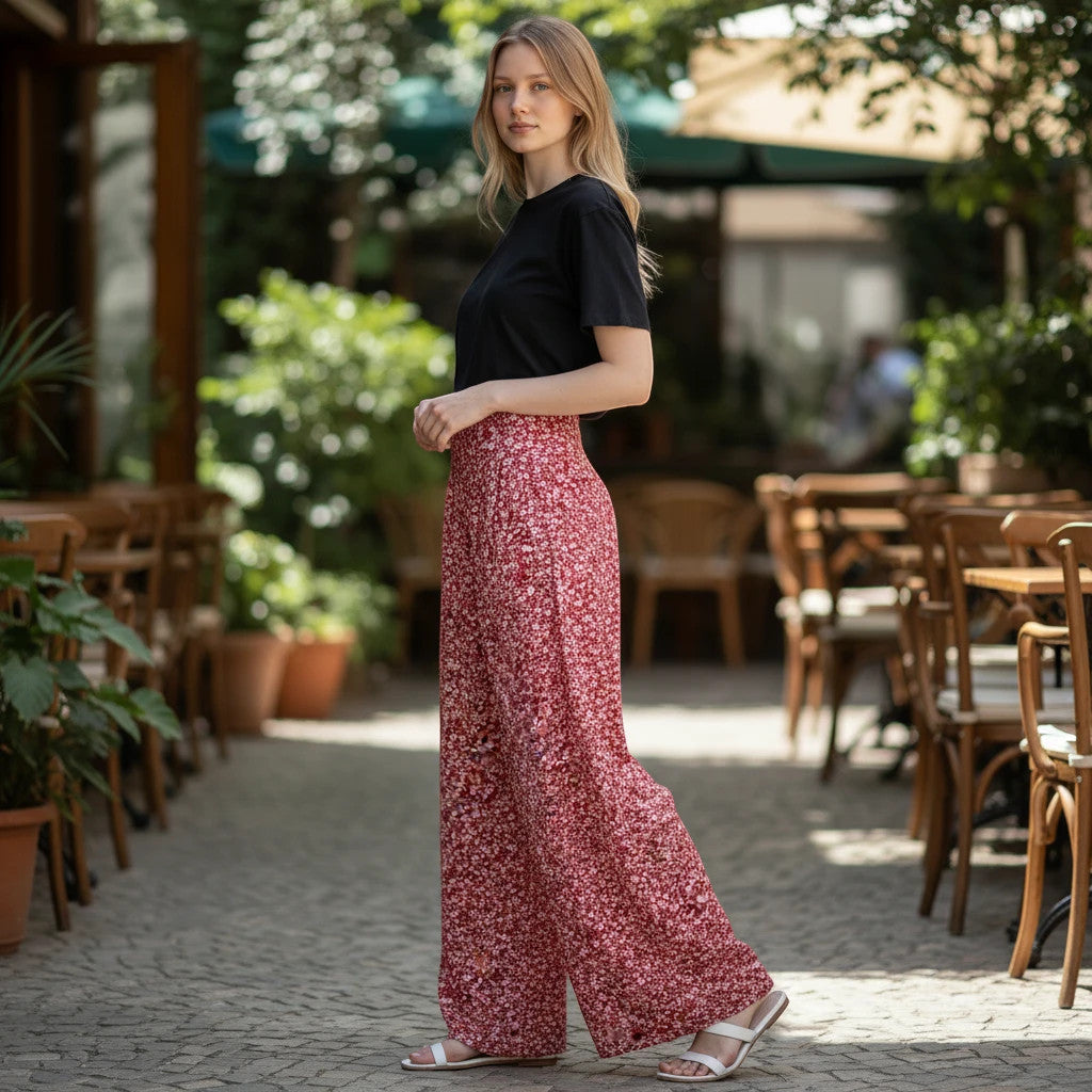 JUSTYNA | PANTALONES CASUALES FLORALES