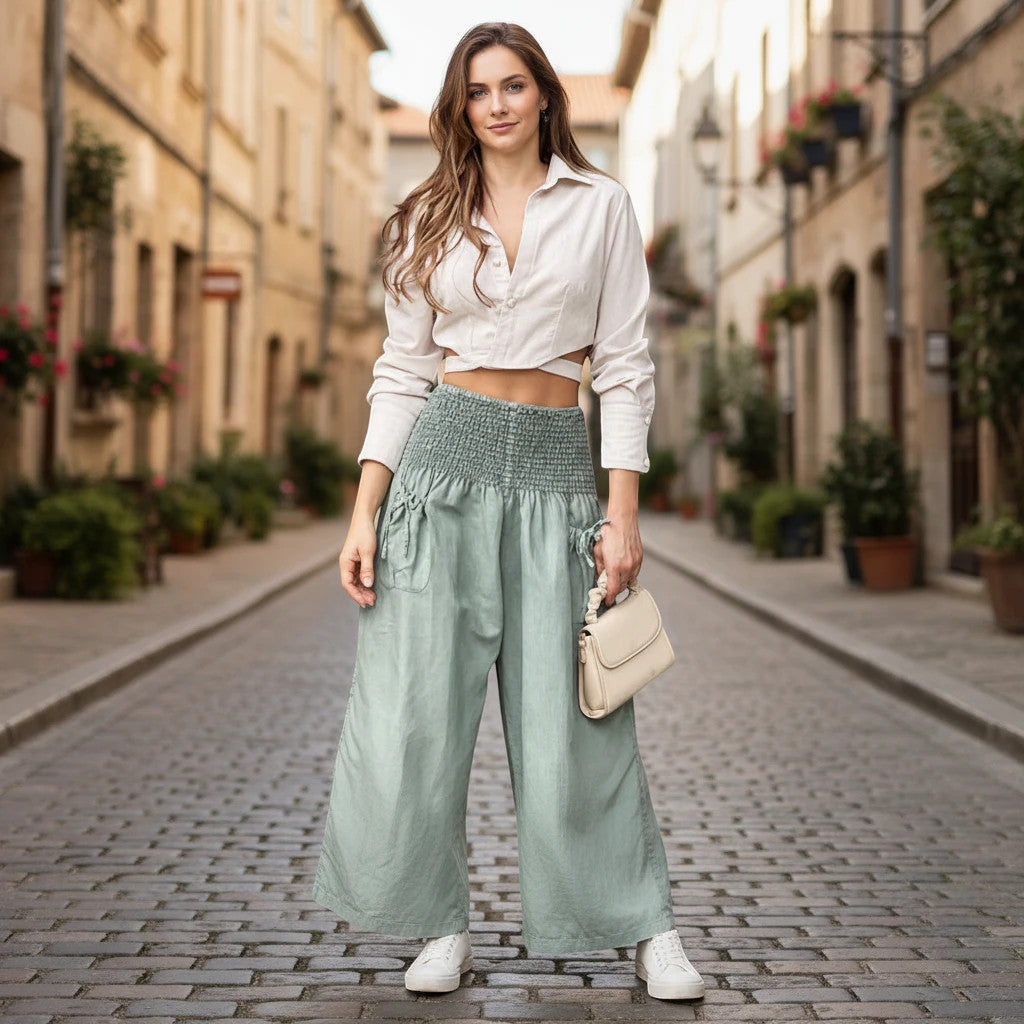 LUCYNA | CONJUNTO DE PANTALONES CON VOLANTES DE ENCAJE