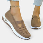 ZOFIA ATELIER AGATA softwalker sneakers in brown knit with a cushioned sole and decorative cutout.