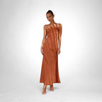 ZOFIA ATELIER ANIA sleeveless backless rust orange polyester maxi dress