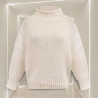 ZOFIA ATELIER ANNA cream chunky knit turtleneck sweater with ribbed cuffs and hem.