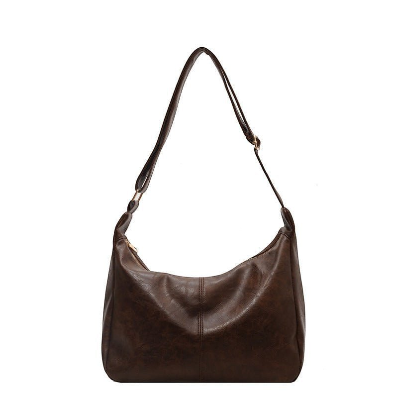 ZOFIA ATELIER BEATA dark brown PU leather dumpling shape tote bag with single strap