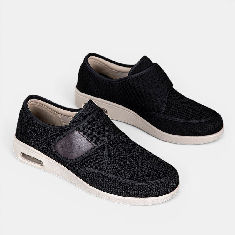 ZOFIA ATELIER black mesh casual shoes with Velcro strap and microfiber upper, breathable and comfortable.