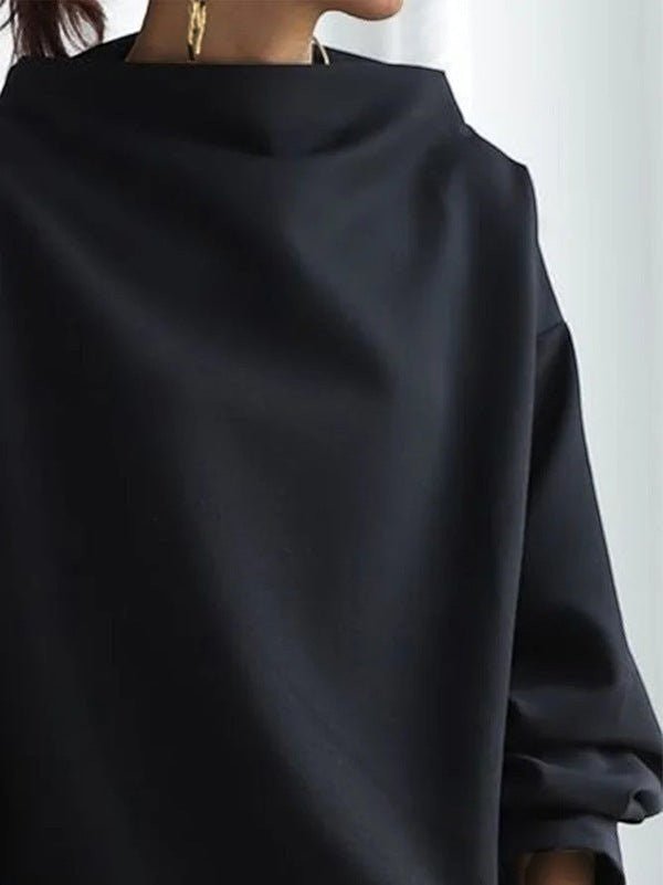ZOFIA ATELIER BASIA loose black polyester sweater with a high neckline and long sleeves.