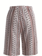 ZOFIA ATELIER calças capri de linho com estampado floral retro e cintura subida, ajuste solto