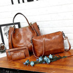 ZOFIA ATELIER conjunto de 3 malas em PU castanho, estilo retro, com fecho de correr e alças macias.