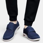 ZOFIA ATELIER dark blue mesh casual shoes with Velcro strap and air cushion sole.