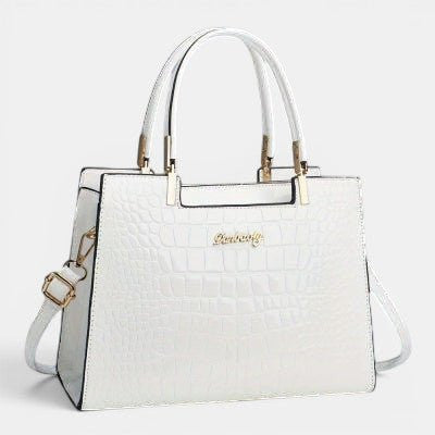 ZOFIA ATELIER Dominika bolsa de ombro em PU branca com acabamento em relevo de crocodilo e fecho dourado.
