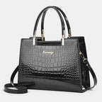 ZOFIA ATELIER Dominika bolsa de ombro preta em PU com acabamento em crocodilo e fecho de correr.