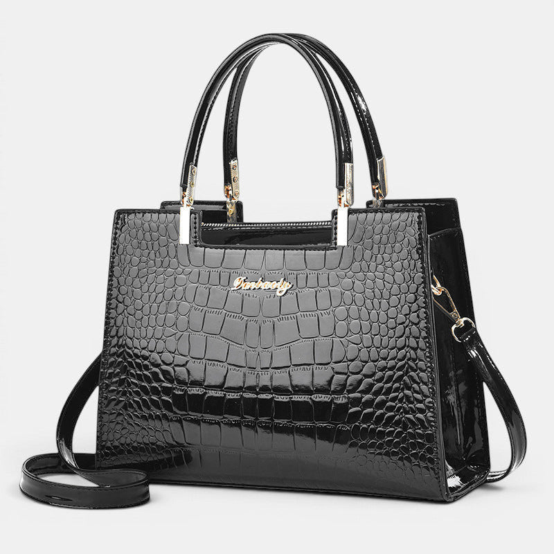ZOFIA ATELIER Dominika bolsa de ombro preta em PU com acabamento em crocodilo e fecho de correr.