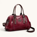 ZOFIA ATELIER Dominika medium red polyester fiber Boston messenger bag with adjustable strap and zipper closure.
