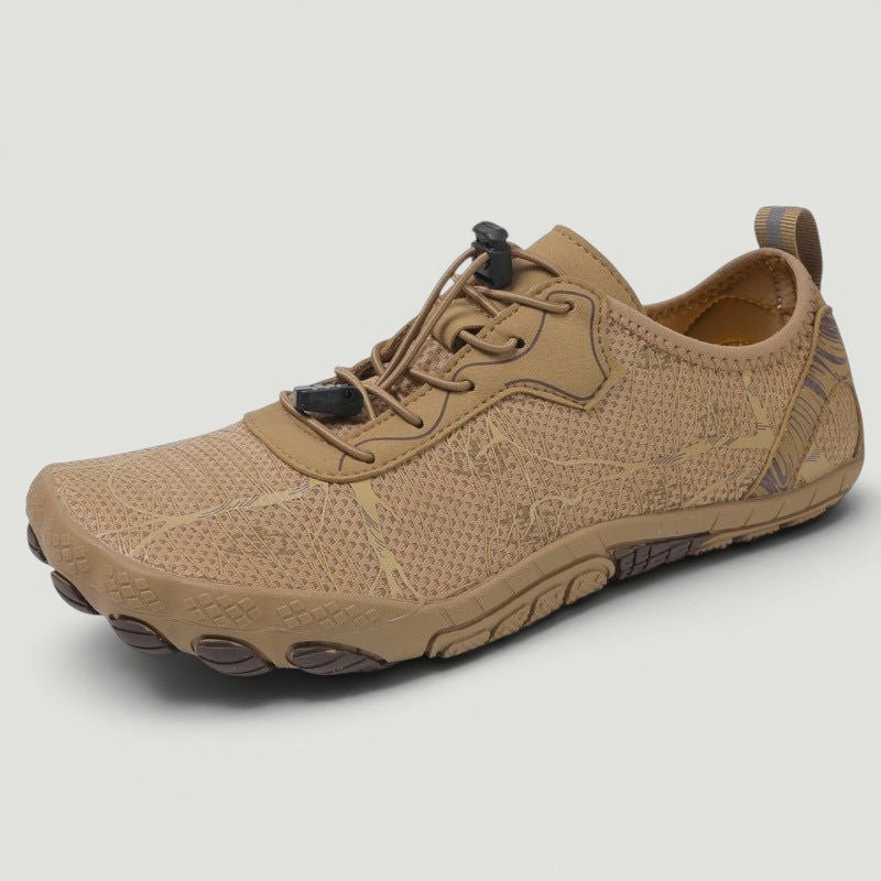 ZOFIA ATELIER EDYTA khaki five-finger outdoor shoes with breathable mesh upper and non-slip rubber sole.