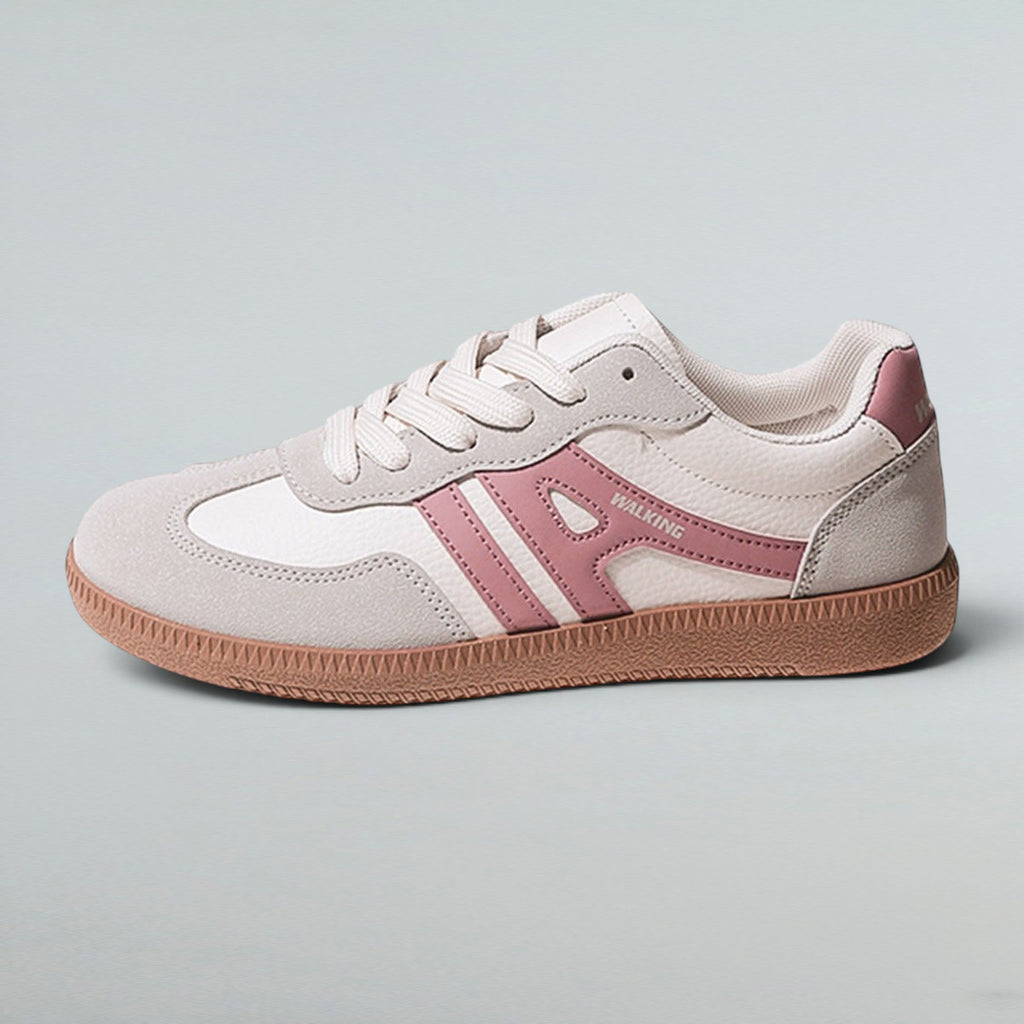 ZOFIA ATELIER GABRIELA retro lace-up shoes in white, pink, and grey synthetic leather with a gum sole.