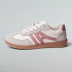 ZOFIA ATELIER GABRIELA retro lace-up shoes in white, pink, and grey synthetic leather with a gum sole.