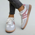 ZOFIA ATELIER GABRIELA retro lace-up shoes in white, pink, and grey synthetic leather with a rubber sole.