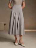 ZOFIA ATELIER gray polyester mid-length asymmetrical pleated skirt with a structured fit.