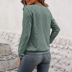 ZOFIA ATELIER Jadwiga green polyester long-sleeve top with hollow-out V-neck design