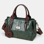 ZOFIA ATELIER Helena retro contrast bag in vintage brown PU leather with dark brown handles and strap. Features croc-embossed texture and silver hardware.