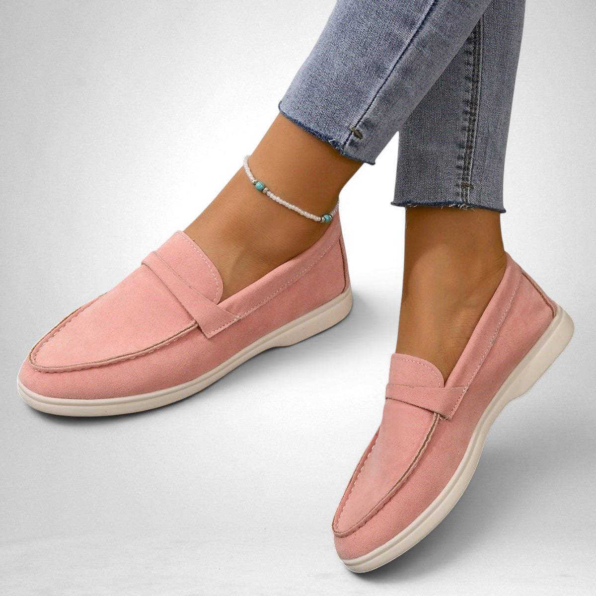 ZOFIA ATELIER Jadwiga retro pink suede flats with a slip-on design and flat sole.