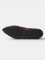 ZOFIA ATELIER leopard print pointed toe ballet flats with a shallow-cut upper and lightweight sole.