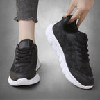 ZOFIA ATELIER LIDIA black mesh casual running sneakers with white rubber sole and lace-up closure.