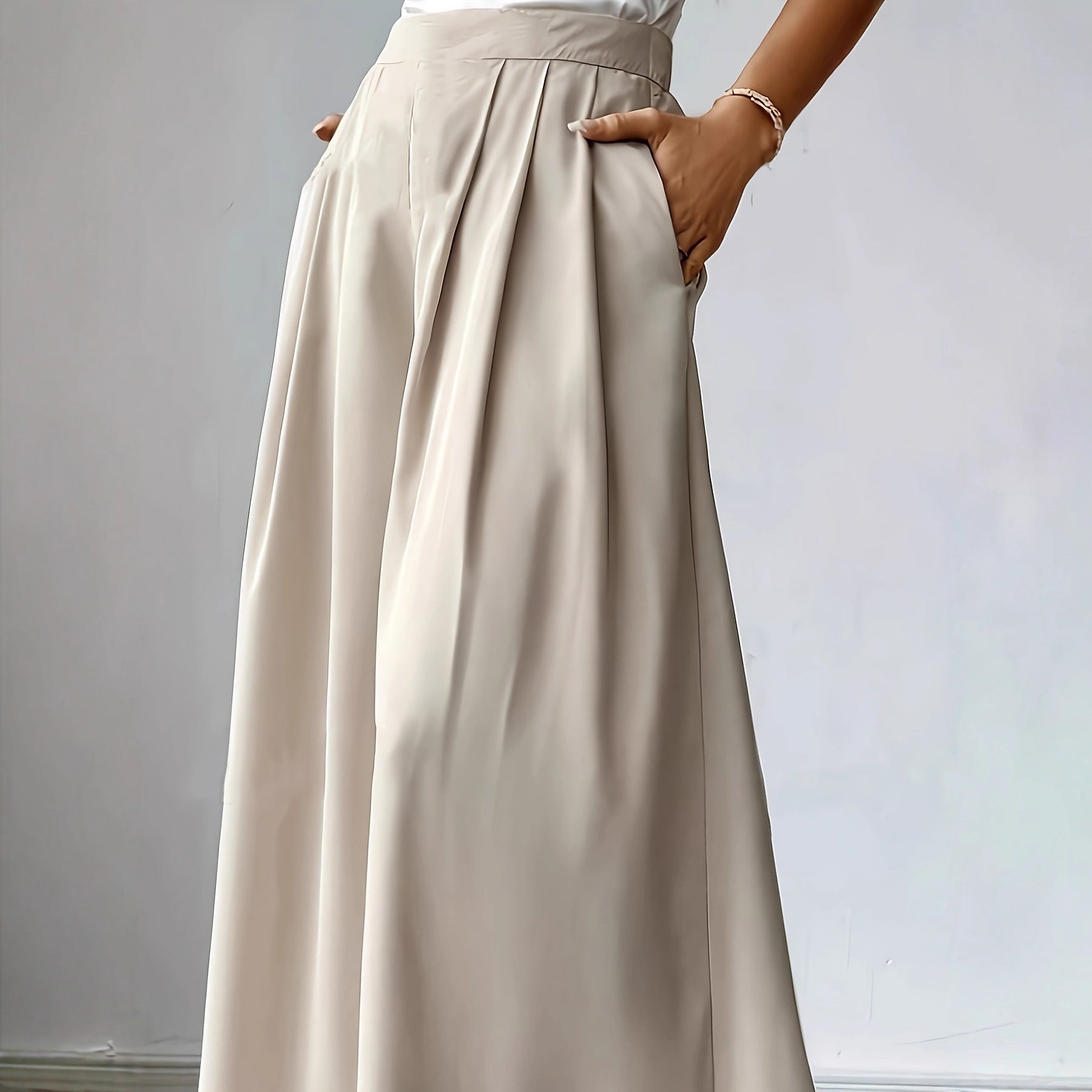 ZOFIA ATELIER LIDIA versatile bohemian wide-leg pants in linen polyester with a semi-elastic high-waist and pockets.