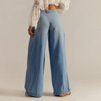ZOFIA ATELIER light blue loose mid-waist cotton jeans with tie detail at hem