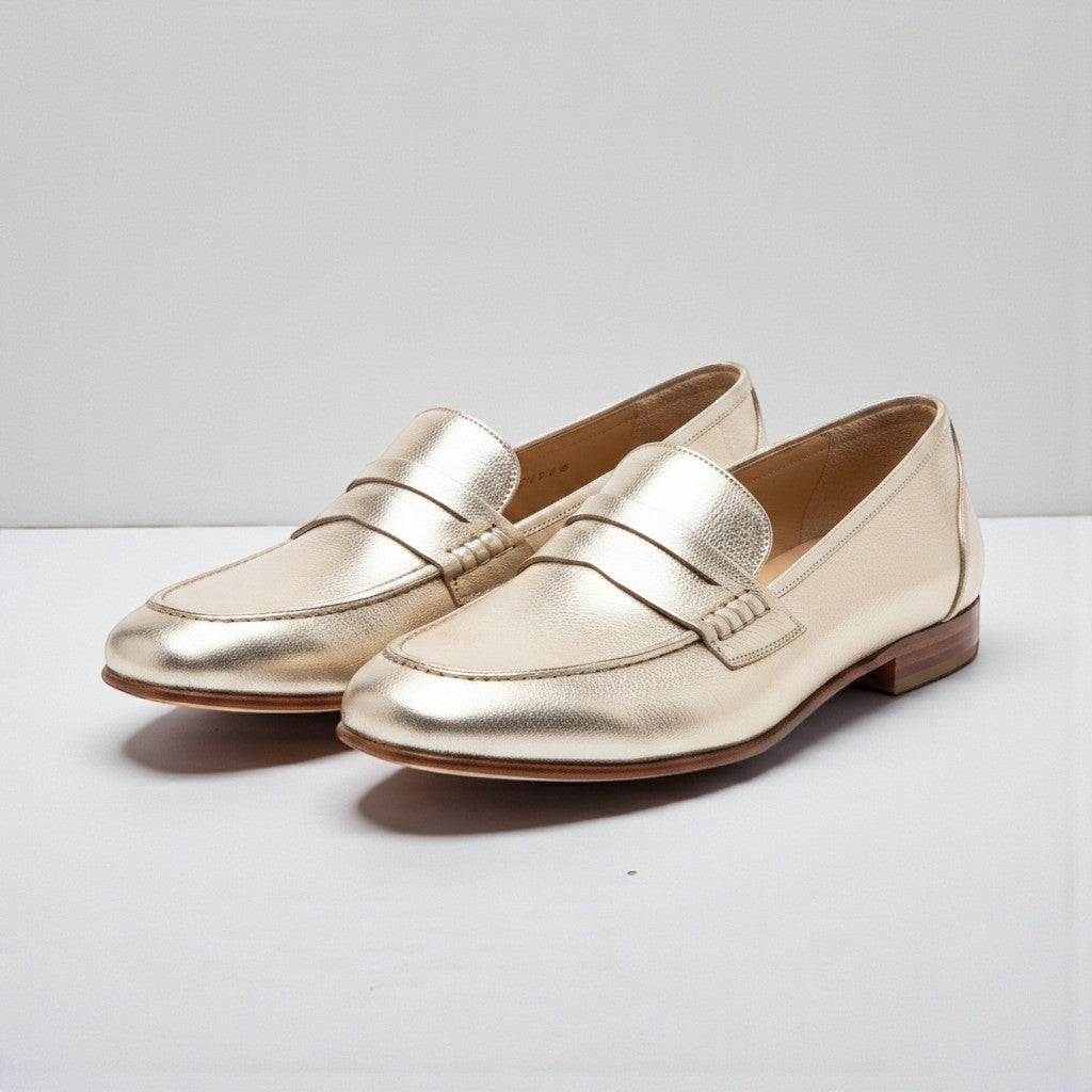 ZOFIA ATELIER MILA classic gold leather loafers with a polished silhouette and comfort-first design.
