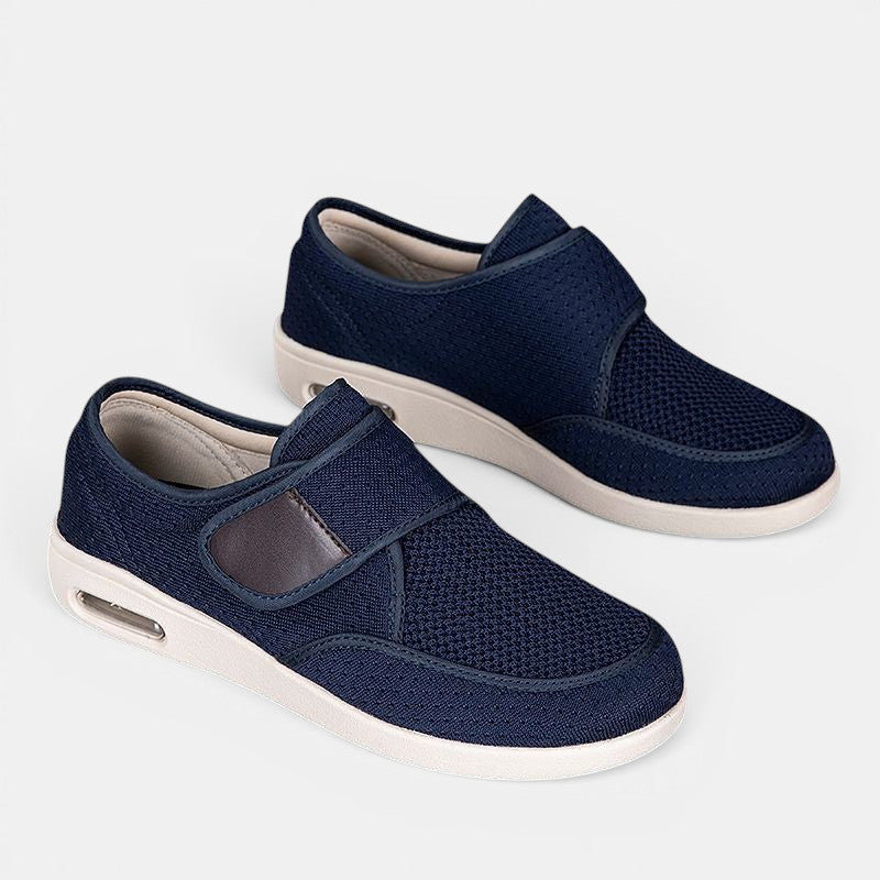 ZOFIA ATELIER navy blue mesh casual shoes with Velcro strap and white sole