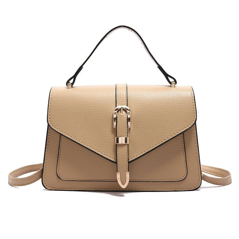 ZOFIA ATELIER Patrycja bolsa mensageira em PU bege com fecho dourado e alça de ombro ajustável.