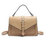 ZOFIA ATELIER Patrycja bolsa mensageira em PU bege com fecho dourado e alça de ombro ajustável.