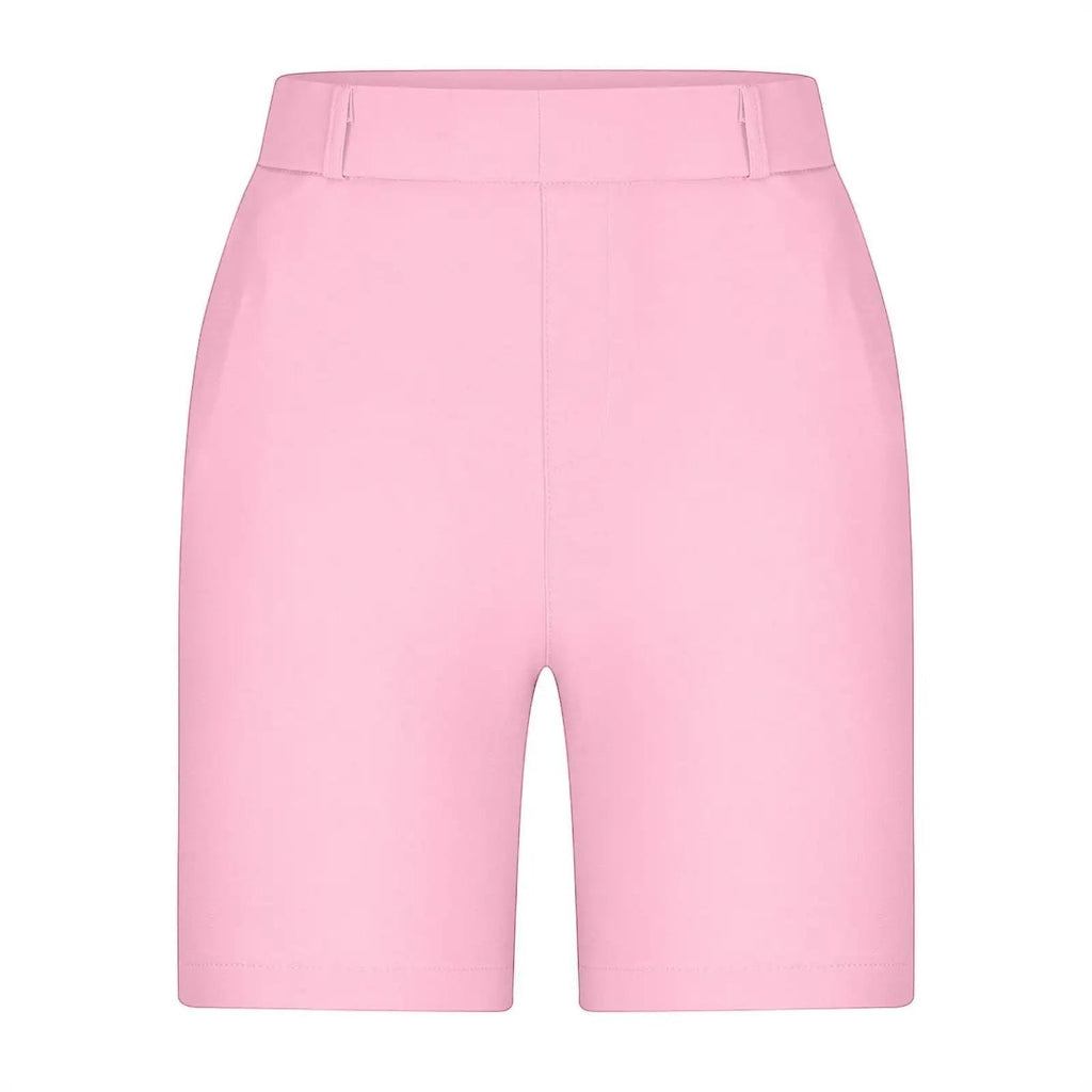 ZOFIA ATELIER pink straight-leg summer shorts with a relaxed fit and minimalist design.