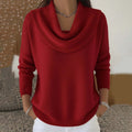ZOFIA ATELIER red long sleeve cowl neck sweater made of polyester with a loose fit.