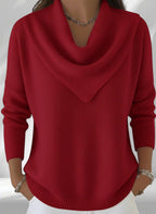 ZOFIA ATELIER red polyester knit sweater top with cowl neck and loose fit