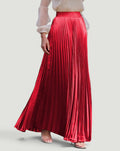 ZOFIA ATELIER red pleated polyester high-waisted maxi skirt with slight elasticity