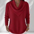 ZOFIA ATELIER red polyester knit sweater top with cowl neck and loose fit