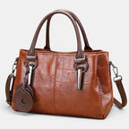 ZOFIA ATELIER HELENA Retro Contrast Bag in vintage brown PU leather with a crocodile embossed texture and silver hardware.