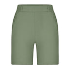 ZOFIA ATELIER sage green straight-leg summer shorts with a relaxed fit and minimalist design.