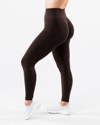 ZOFIA ATELIER seamless jacquard yoga pants in dark brown, featuring a high waist and body-shaping design.