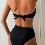 ZOFIA ATELIER URSZULA black high-waisted bikini set with a strappy tie-back top. Soft stretch fabric.