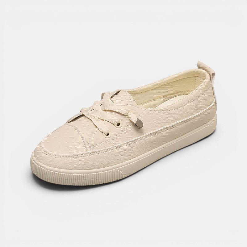 ZOFIA ATELIER URSZULA off-white synthetic PU low-top sneakers with flat heel and front laces.