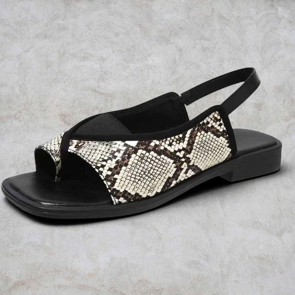 ZOFIA ATELIER URSZULA plus-size casual sandals with square toe and snake print PU upper.