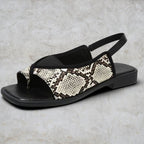 ZOFIA ATELIER URSZULA plus-size casual sandals with square toe and snake print PU upper.