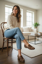 ZOFIA ATELIER WERONIKA leopard print flat shoes with round toe and slip-on style.