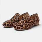 ZOFIA ATELIER WERONIKA leopard print flat shoes with round toe and slip-on style.