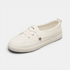 ZOFIA ATELIER white synthetic PU canvas sneakers with flat heel and front laces