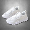 ZOFIA ATELIER white mesh casual running sneakers with floral pattern and lace-up closure.