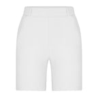 ZOFIA ATELIER white straight-leg summer shorts with a relaxed fit and minimalist design.